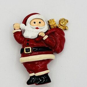 Vintage Santa Claus Christmas Brooch Pin Gold Tone Signed Daria Holiday